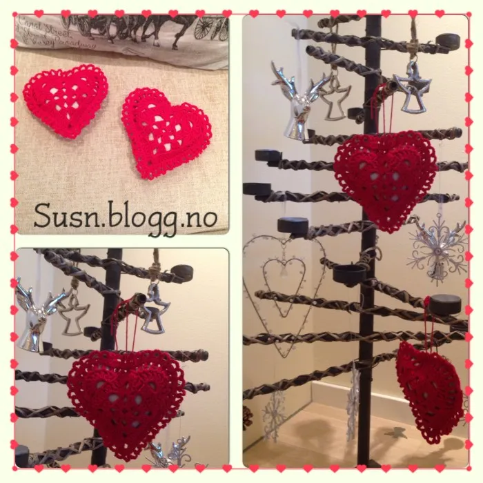 Hekle julehjerte oppskrift