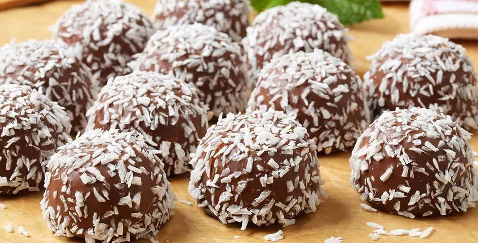 Kokosboller aperitif tradisjonelle hals astrid