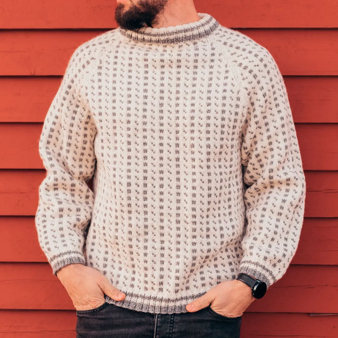 Islender med raglanfelling oppskrift herre