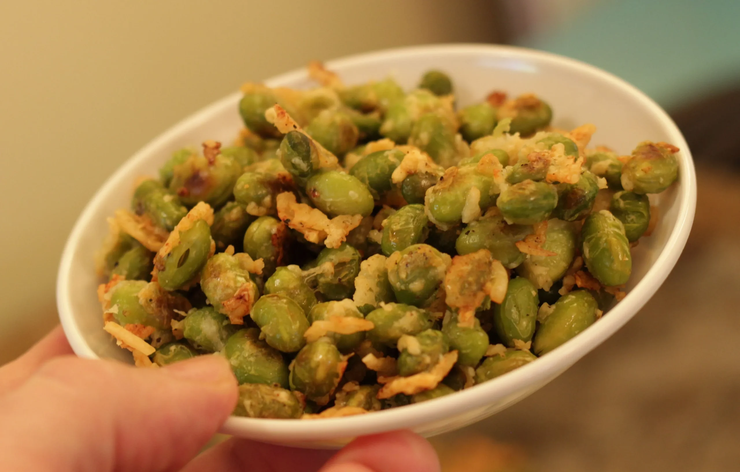 Edamame roasted snack recipe try topping salad popcorn oven tastes snacking instead treat perfect movie great hot