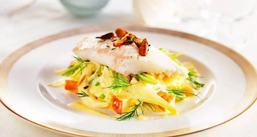 Kveite asparges hollandaisesaus matprat oppskrifter appelsinsaus oppskriftskroken brødsmulesti søkefelt