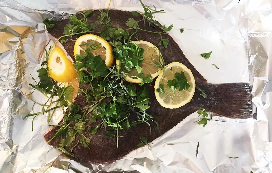 Ovnsbakt piggvar oppskrift