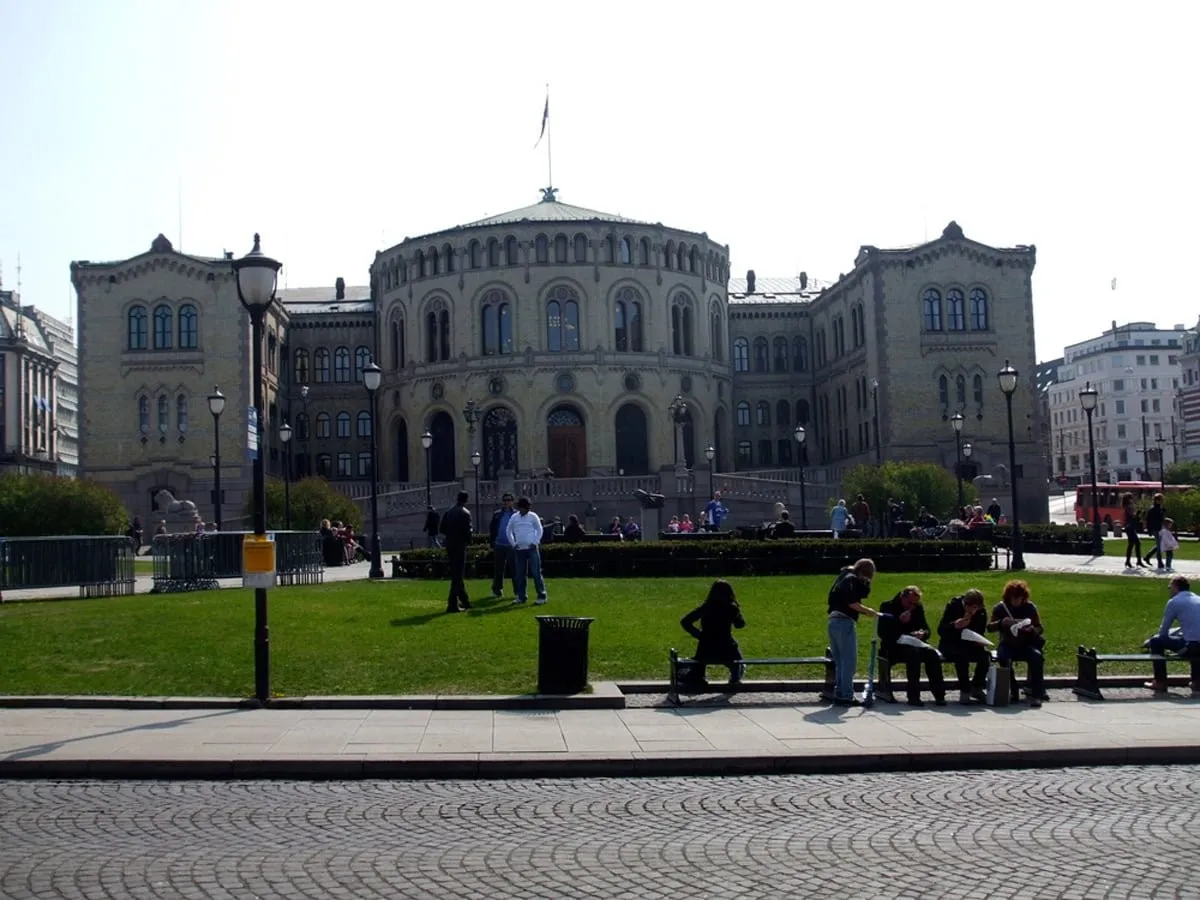 Norwegian parliament stortinget tour streets colourful election aside inundated decided leaflets being around visit city