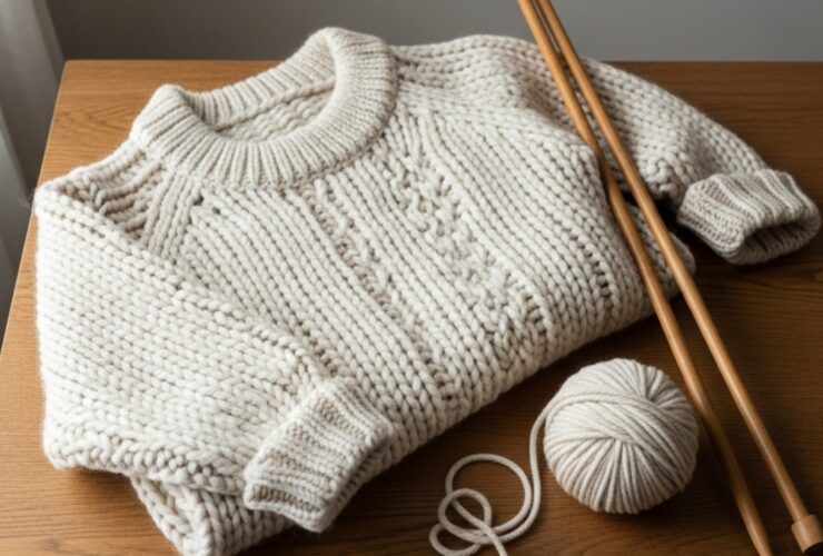 chunky knit genser oppskrift