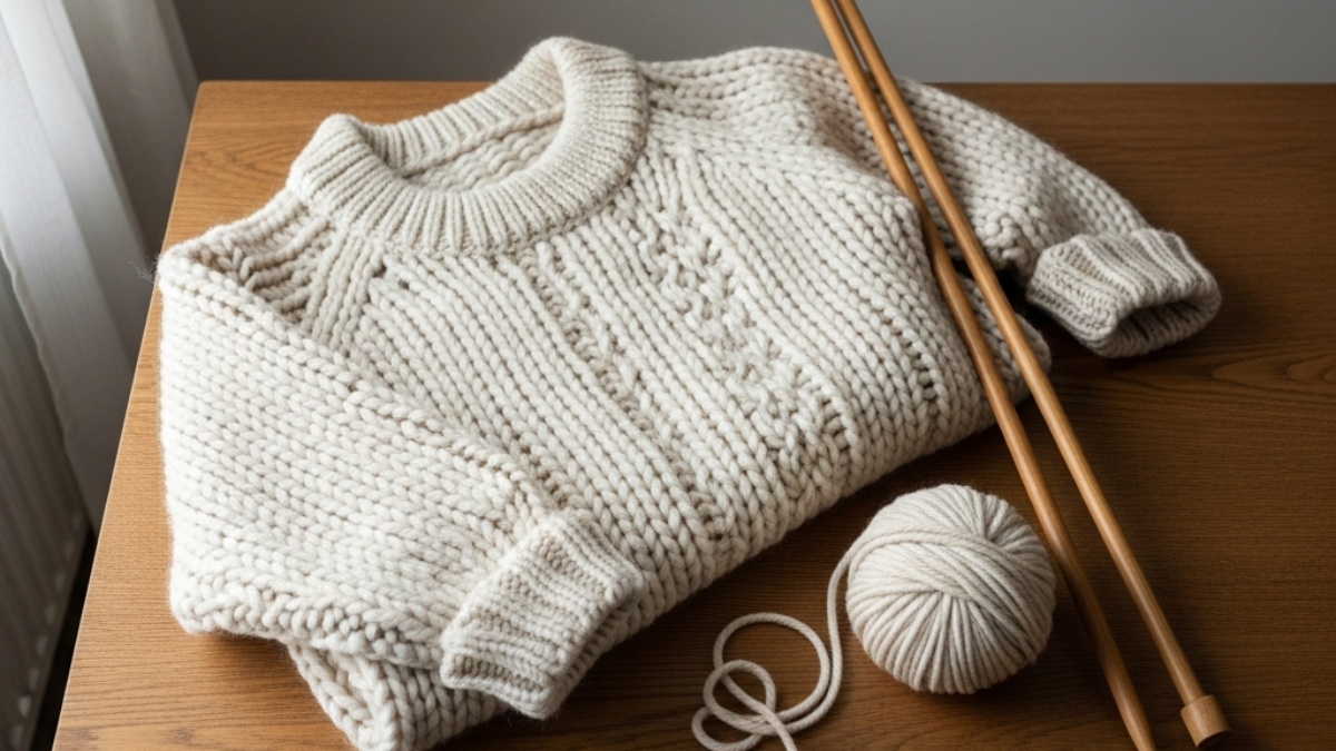 chunky knit genser oppskrift