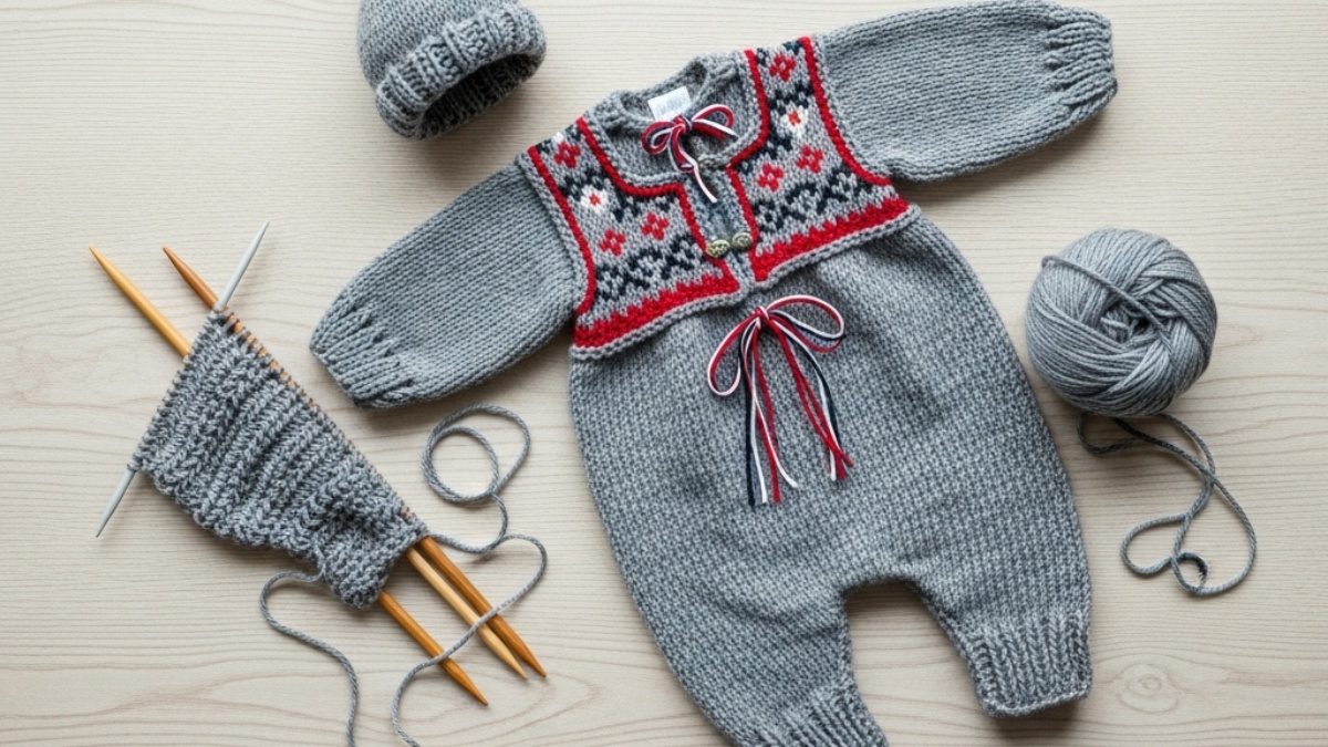 strikkeoppskrifter festdrakt baby dåp strikk
