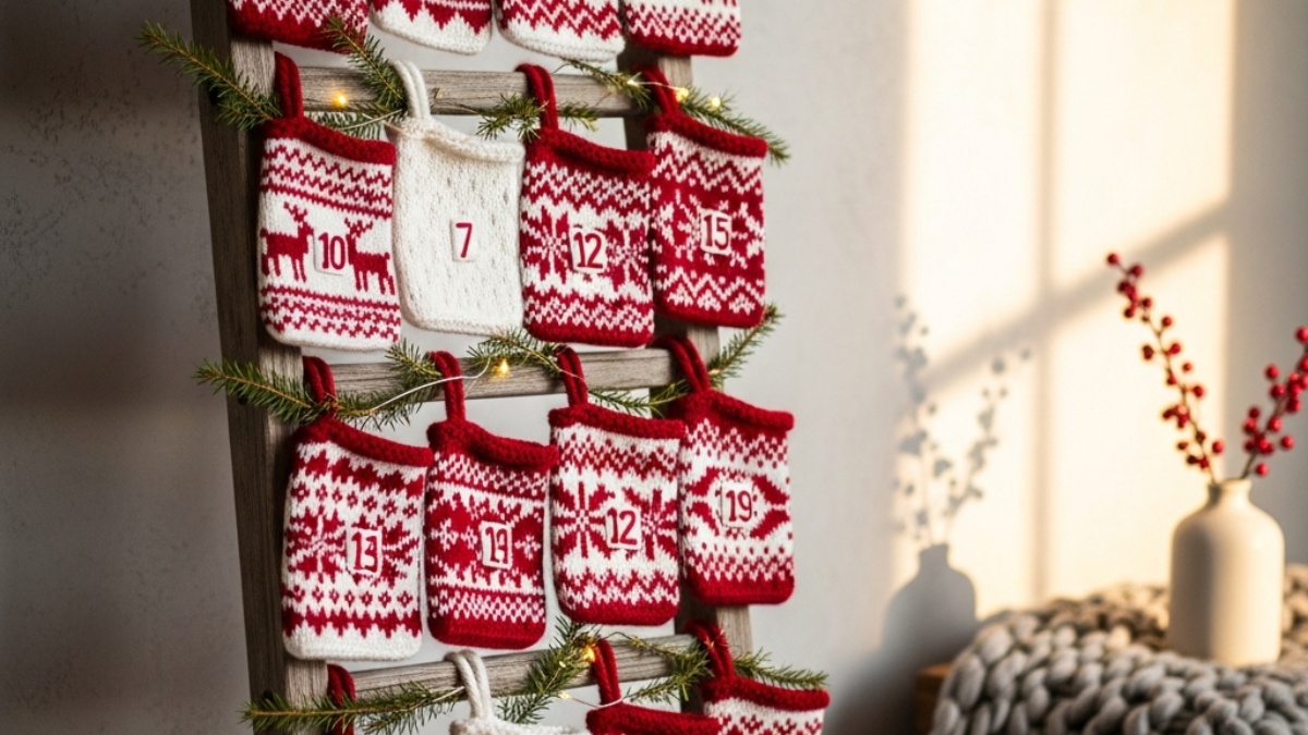 strikkeoppskrifter julekalender små poser