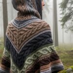 strikkeoppskrifter poncho med hette dame
