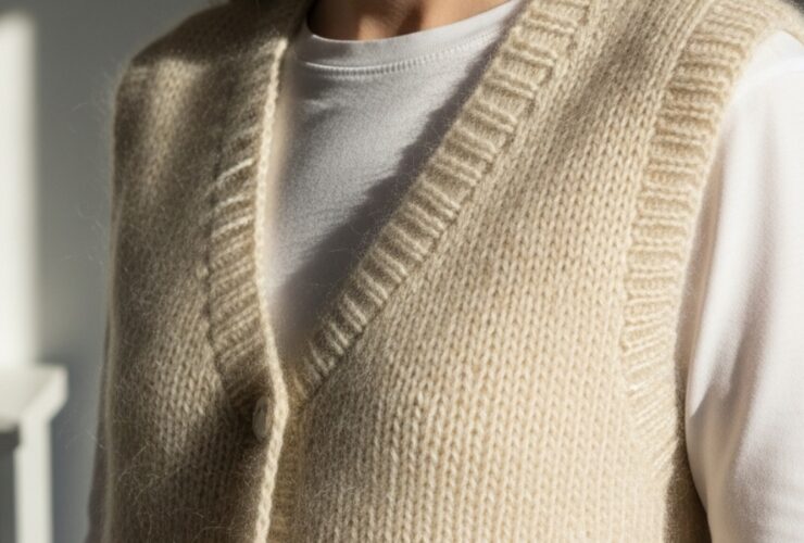 strikkeoppskrifter vest dame mohair silke