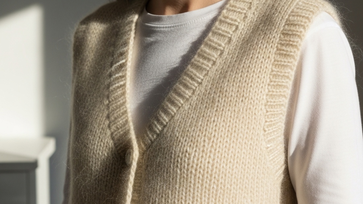 strikkeoppskrifter vest dame mohair silke